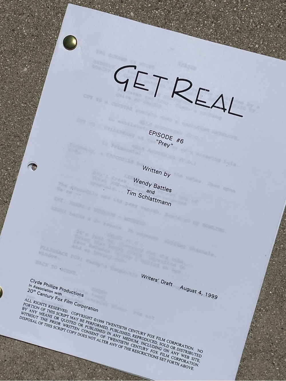Get Real 90s TV Series Anne Hathaway Eisenberg EOC Production Used Script #6